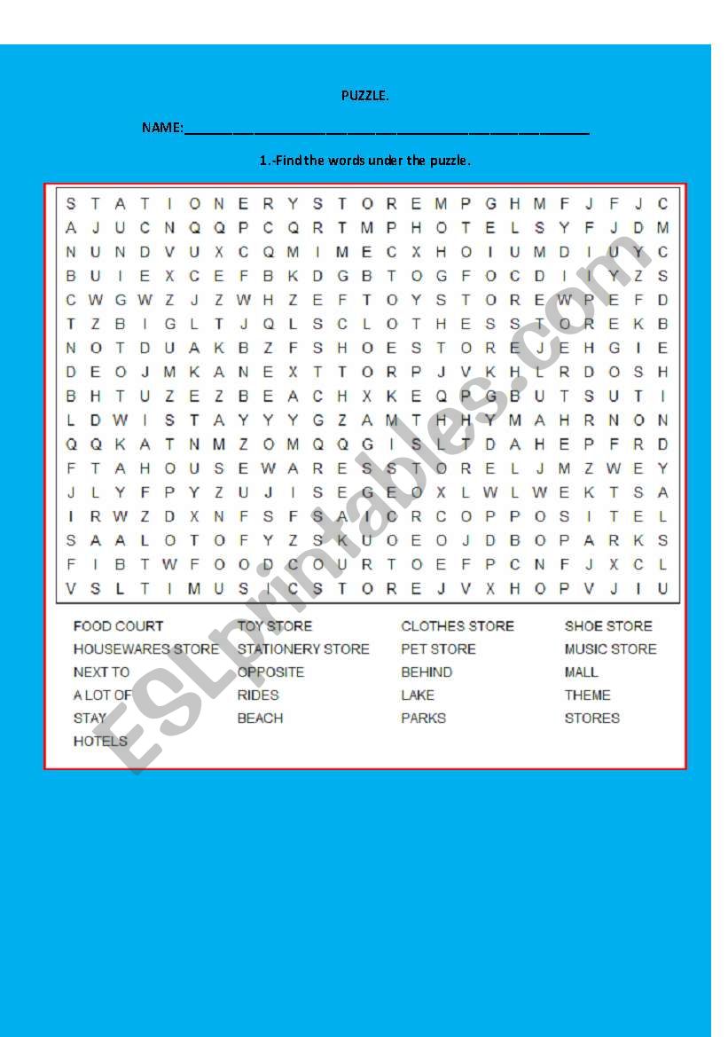 Stores Puzzle worksheet