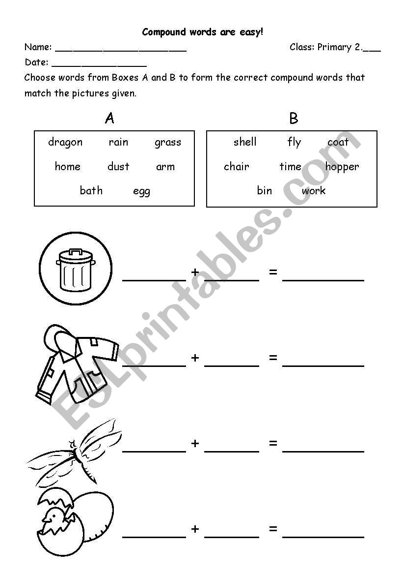 Compound words are easy worksheet