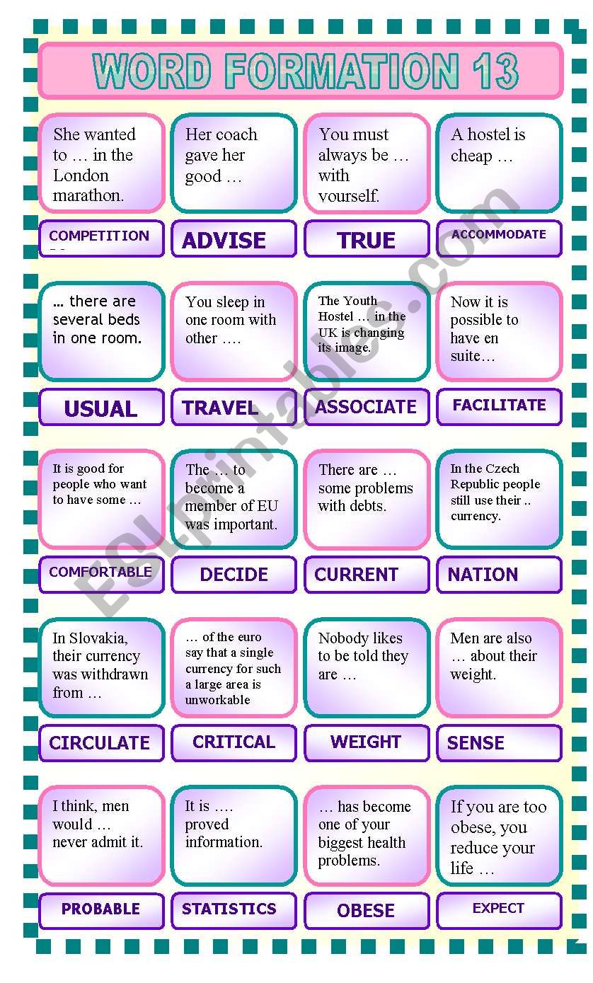 Word formation 13 worksheet