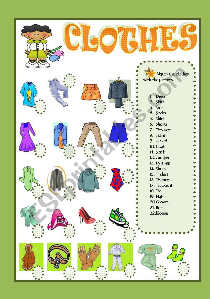 Clothes worksheet