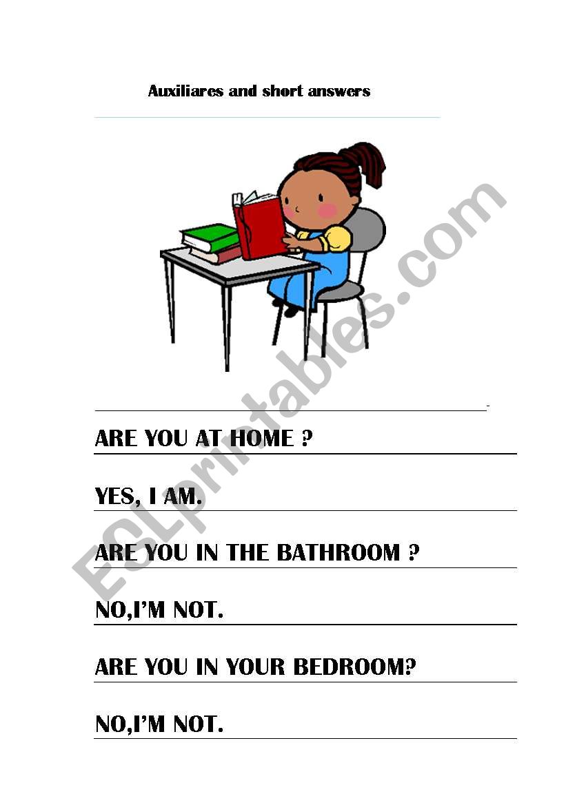 Auxiliares and short answers worksheet