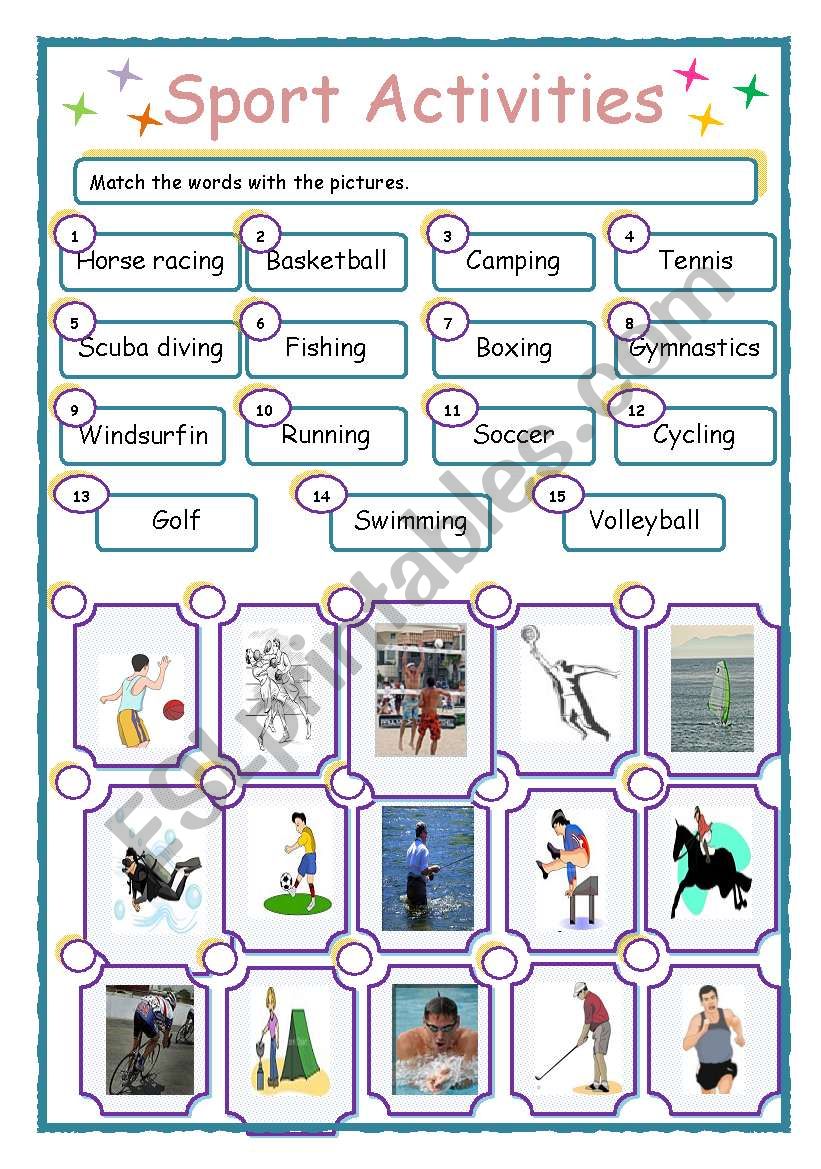 Sport activities worksheet