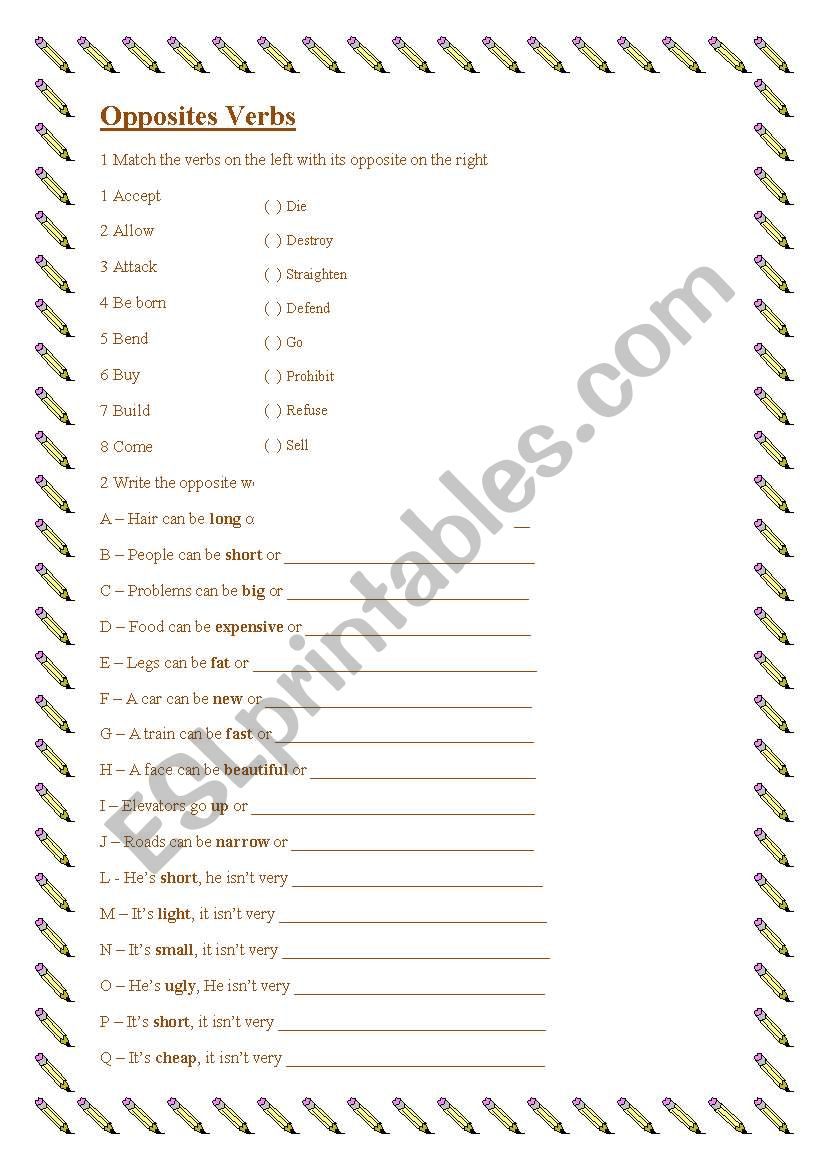 Opposite verbs  worksheet