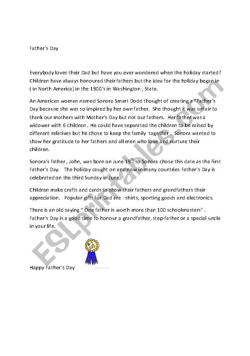 Happy Father´s Day worksheet