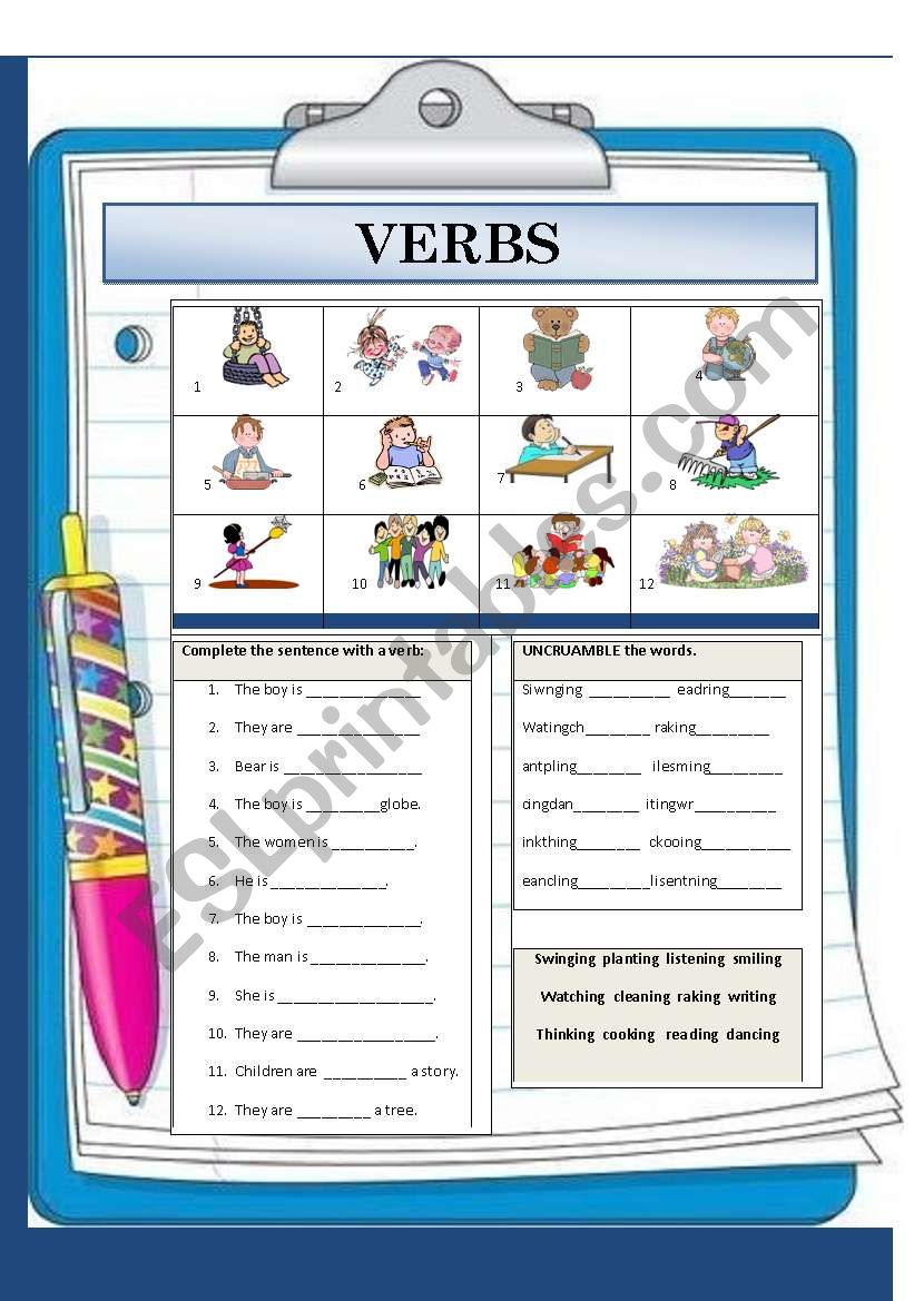 VERBS worksheet