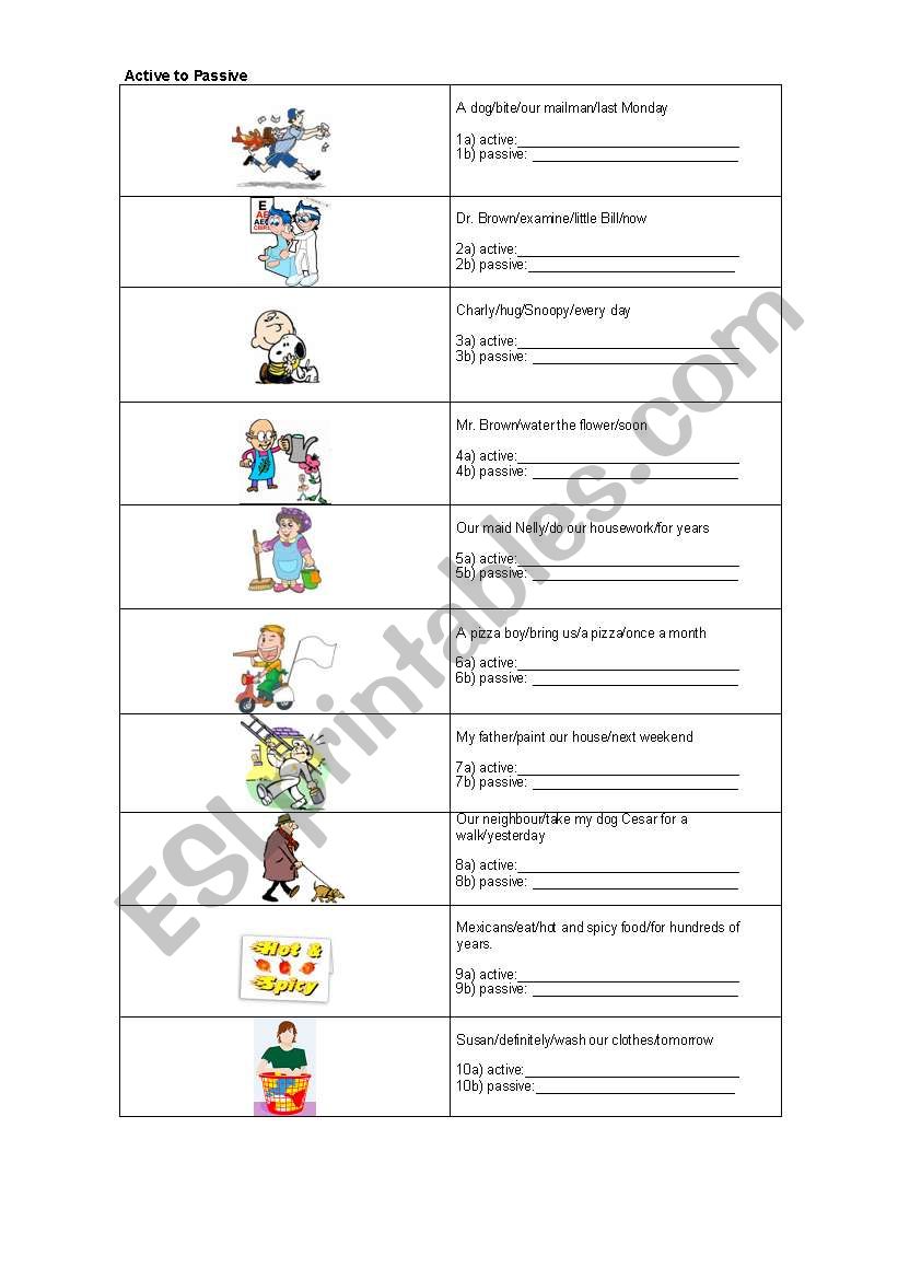 Active to Passive worksheet