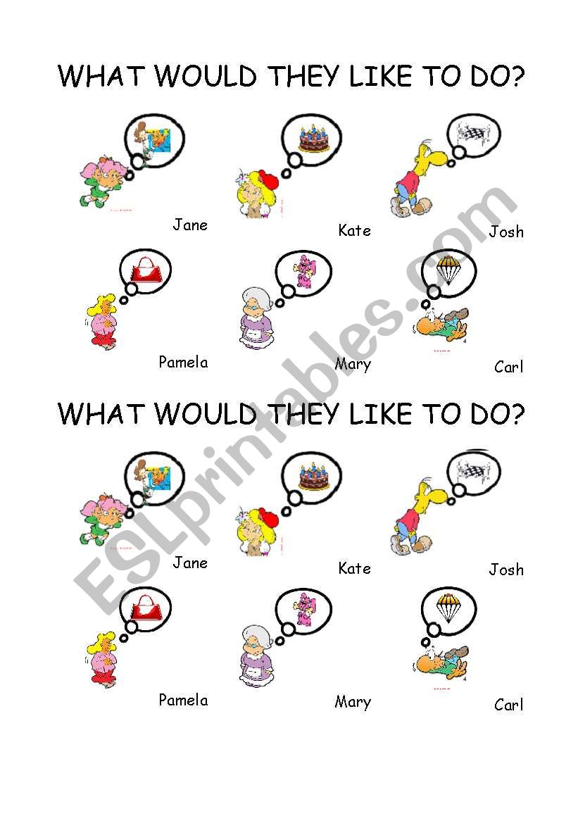 What would they like to do? worksheet