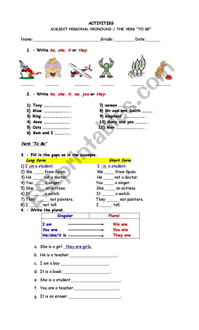 somple present worksheet