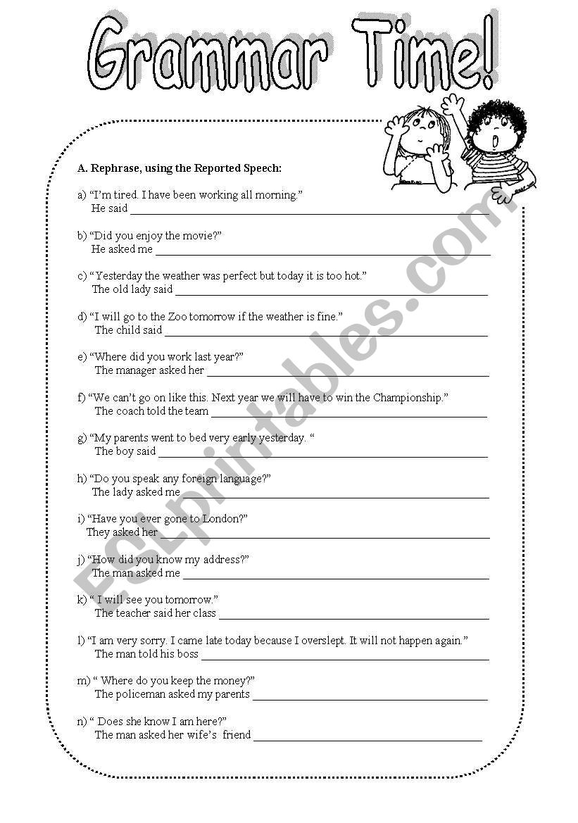 Grammar time (two pages) worksheet