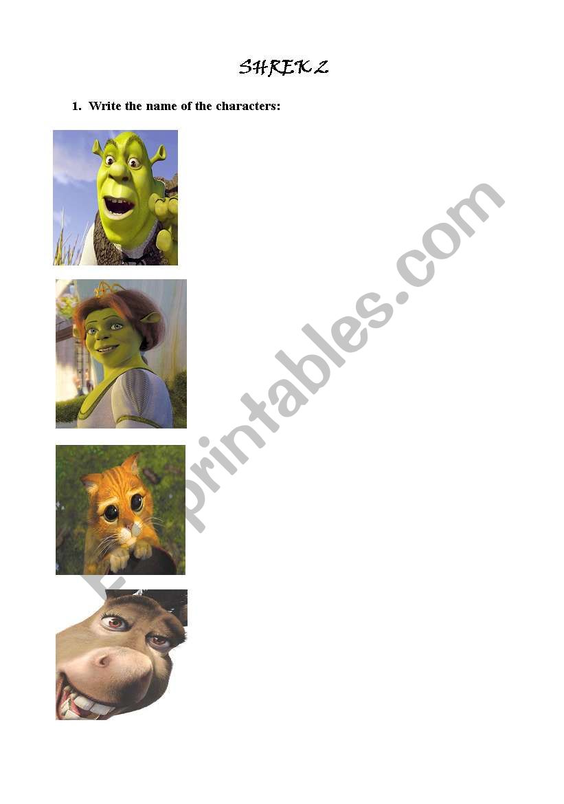 Shrek 2 film worksheet worksheet