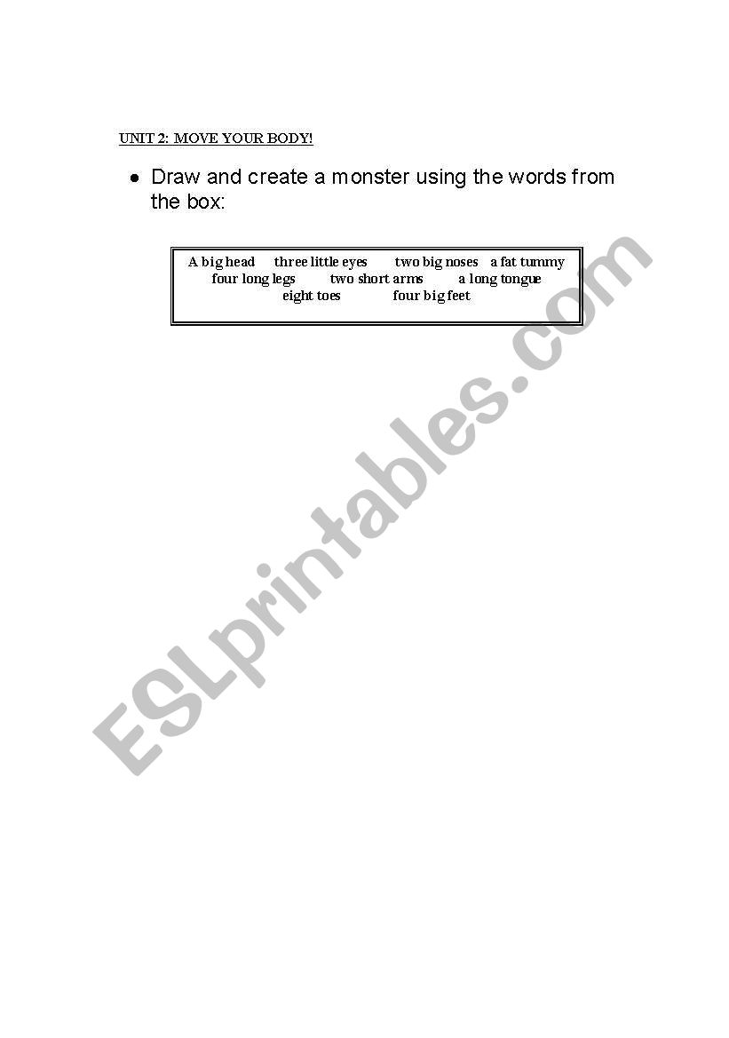 english worksheets revision of parts of the body and five