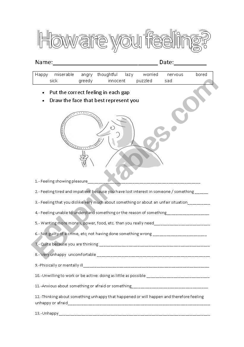 Feelings  worksheet