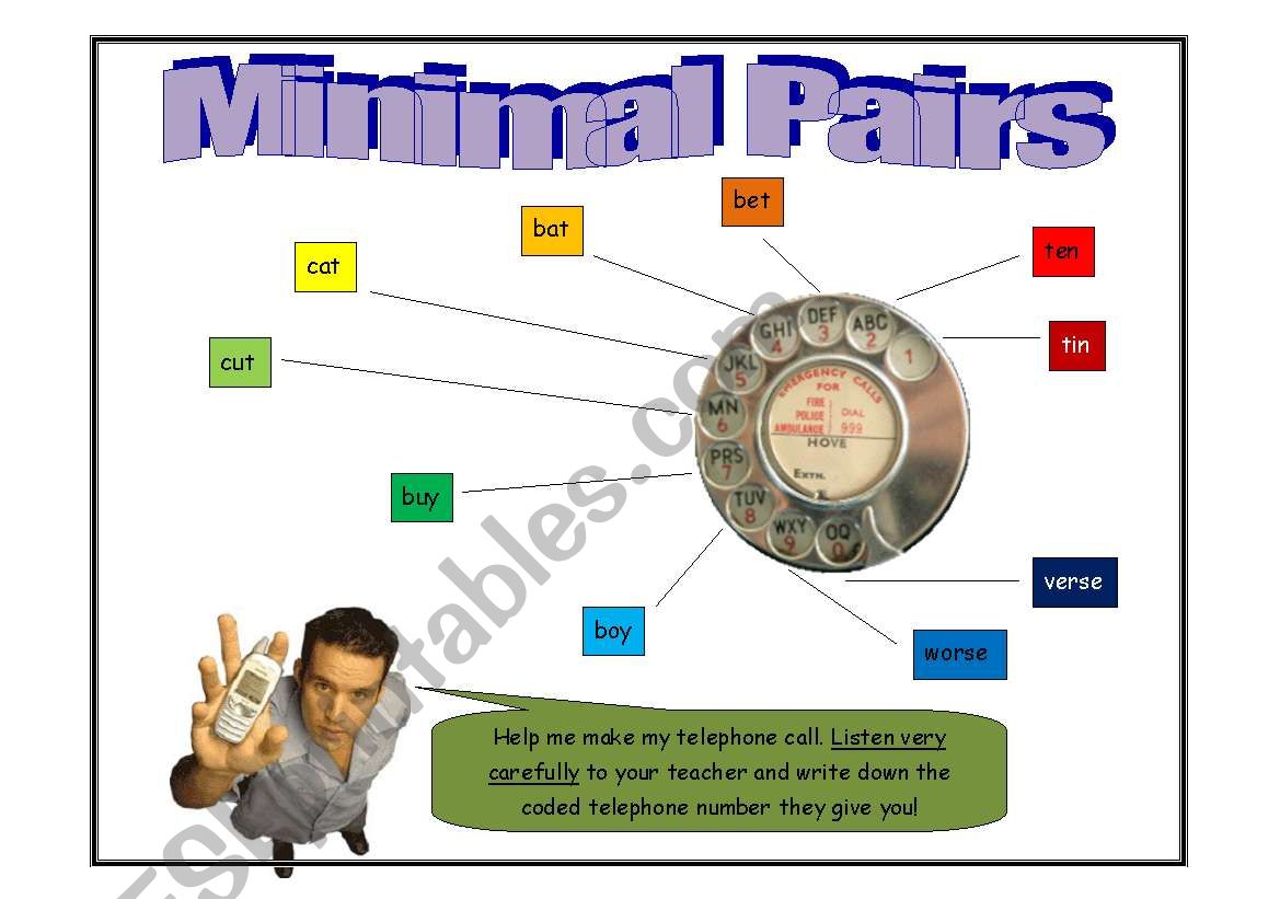 Telephone minimal pairs worksheet