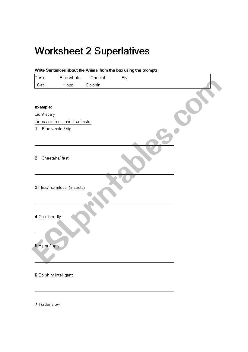 Superlatives worksheet worksheet