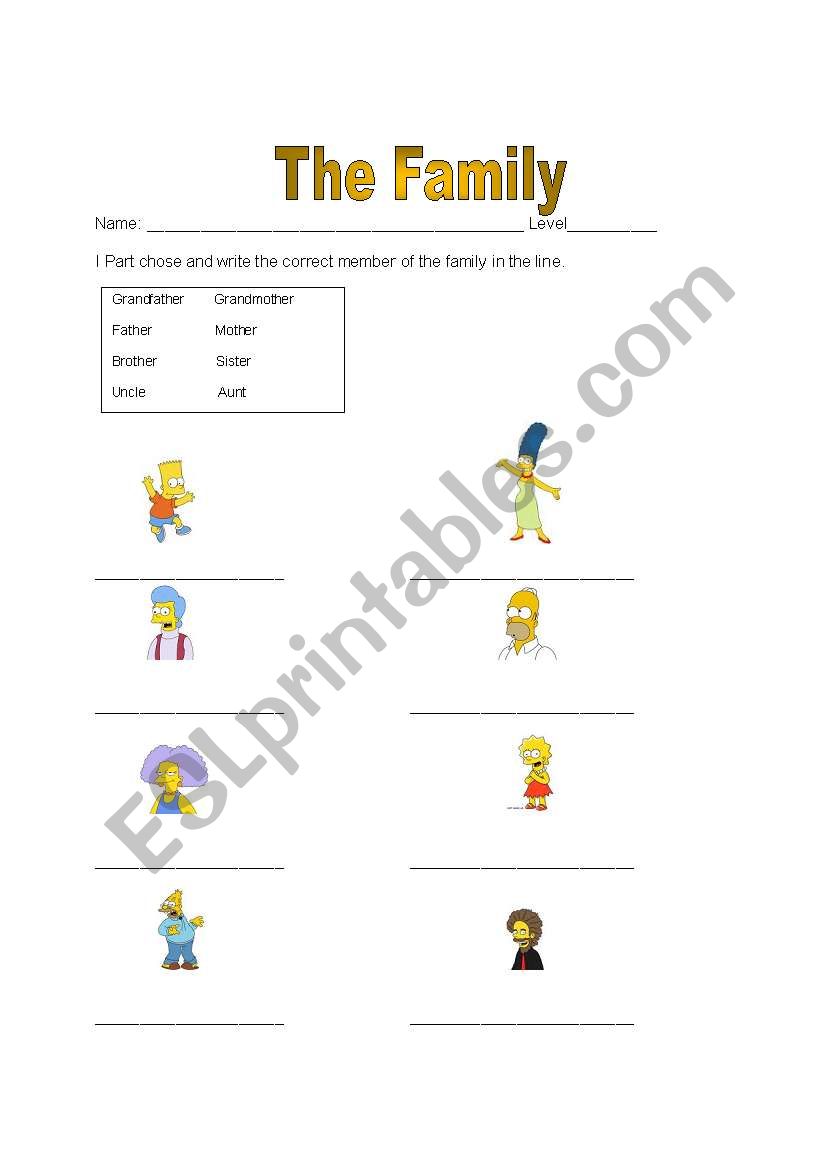 the family worksheet