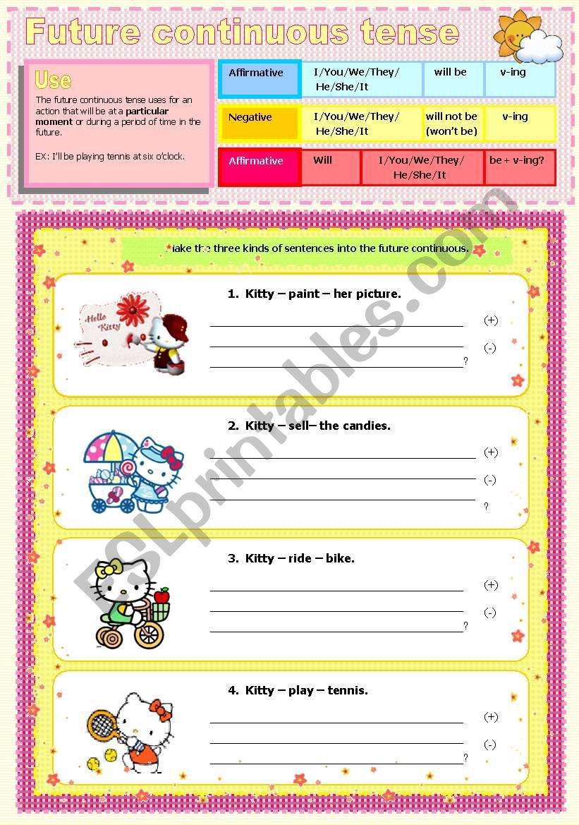 future continuous worksheet