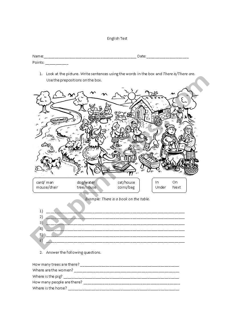 English test worksheet