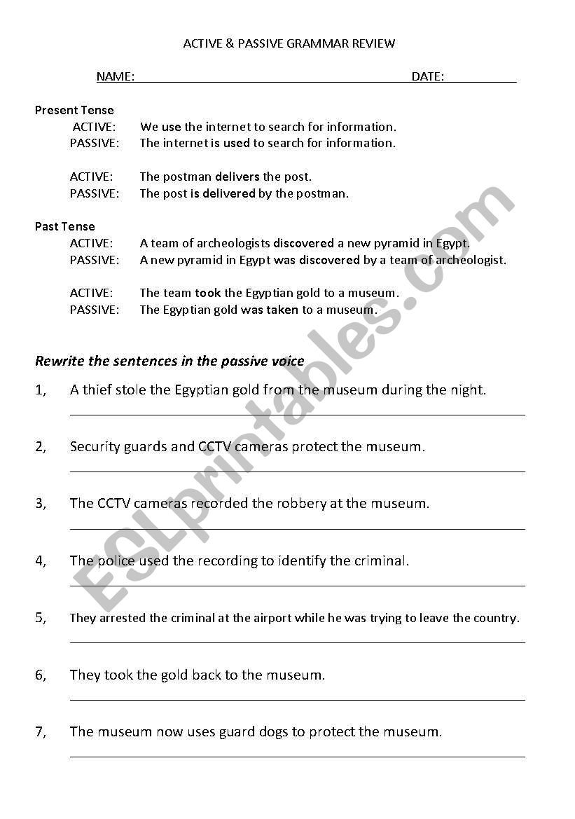 Active & Passive worksheet