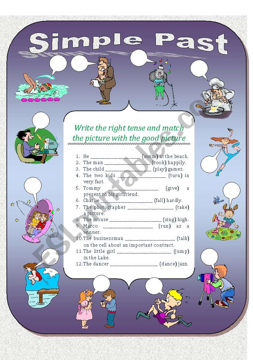 Simple Past matching exercice worksheet