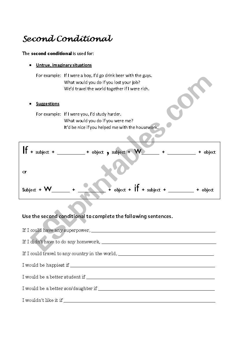 Second Conditional worksheet