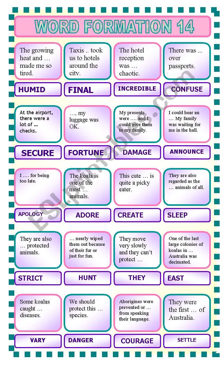 Word formation 14 worksheet