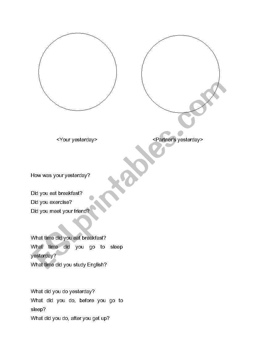 your yesterday worksheet