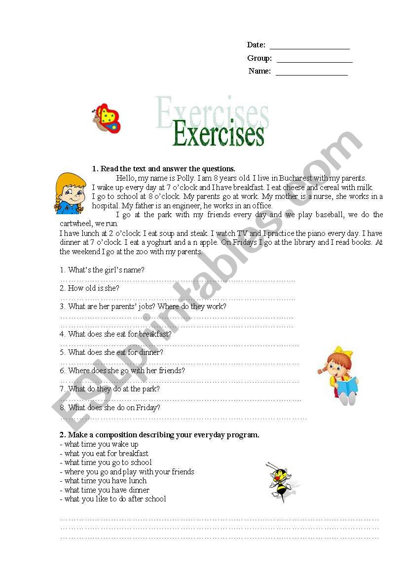 Reading-present simple worksheet
