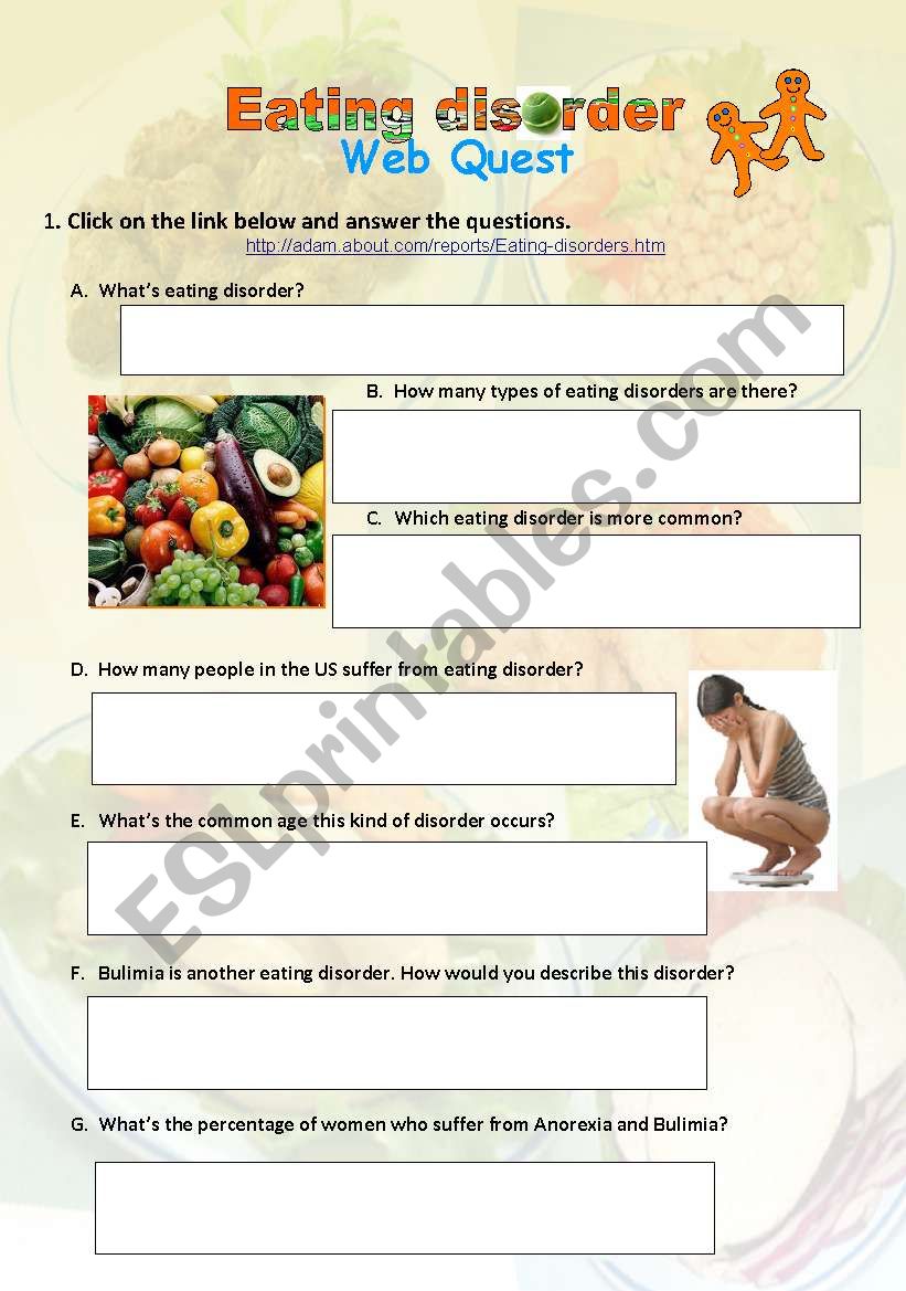 Food Webquest - Eating Disorder