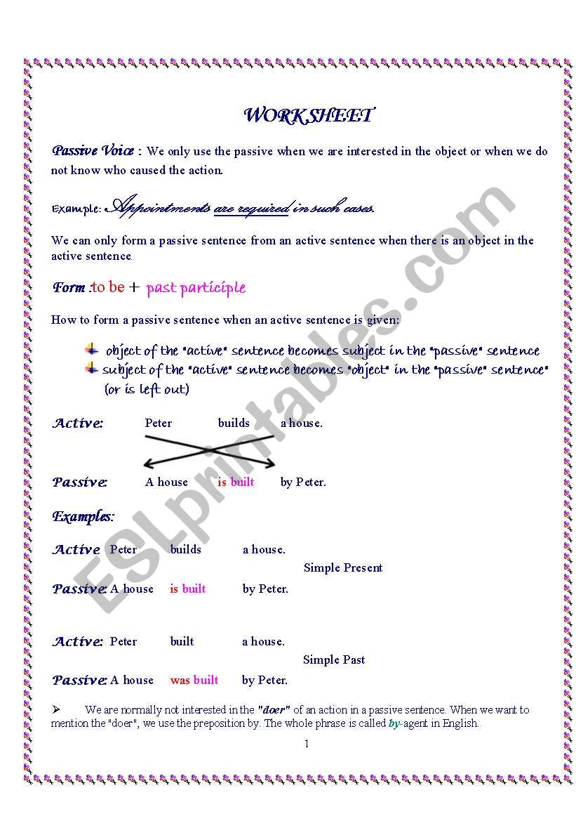 Passive Voice worksheet