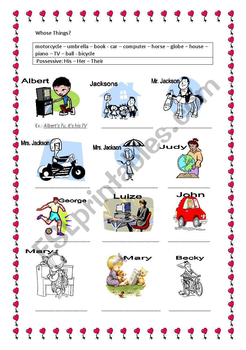 S, the Genitive Case worksheet