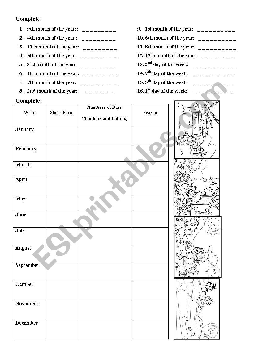 Months of The Year worksheet