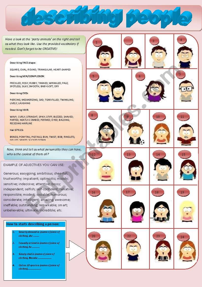 DESCRIBING PEOPLE worksheet