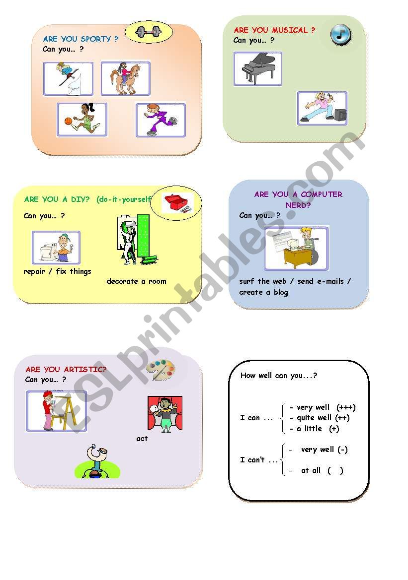 Can you...? worksheet