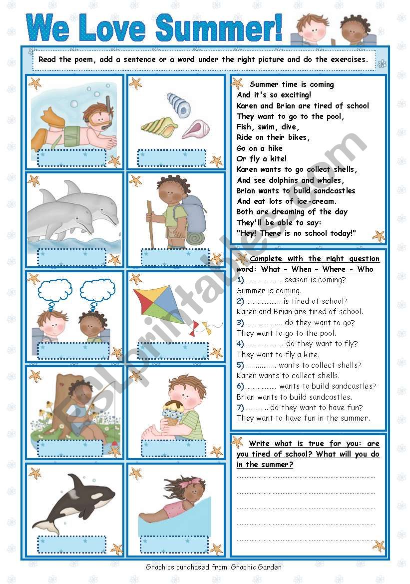 We Love Summer (2) worksheet