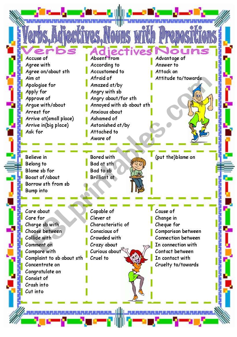 Verbs,Adjectives,Nouns with Prepositions(Part  1 A-C)