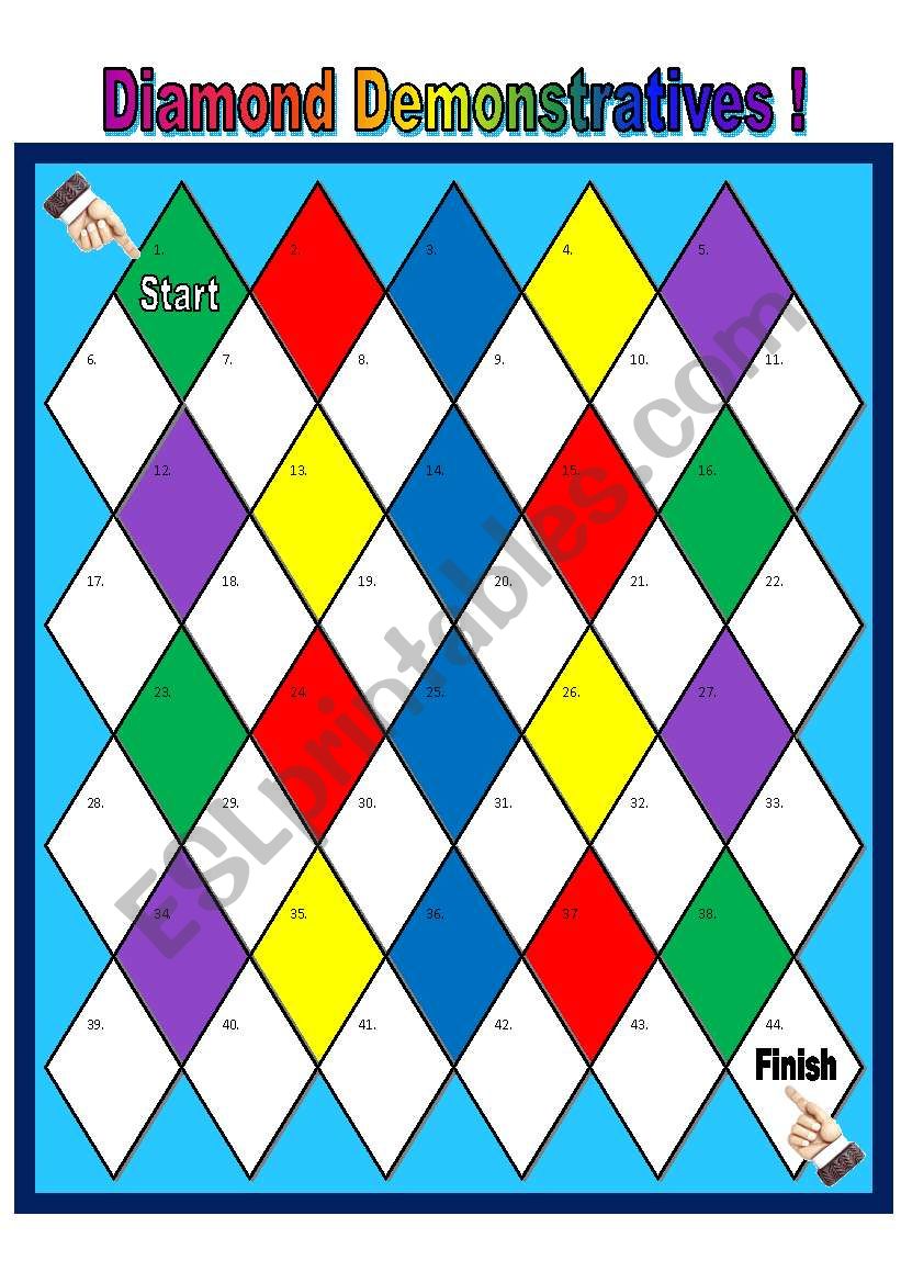 Diamond Demonstratives Gameboard with 24 Cards (Focusing on School Supplies, Greyscale Version Included)