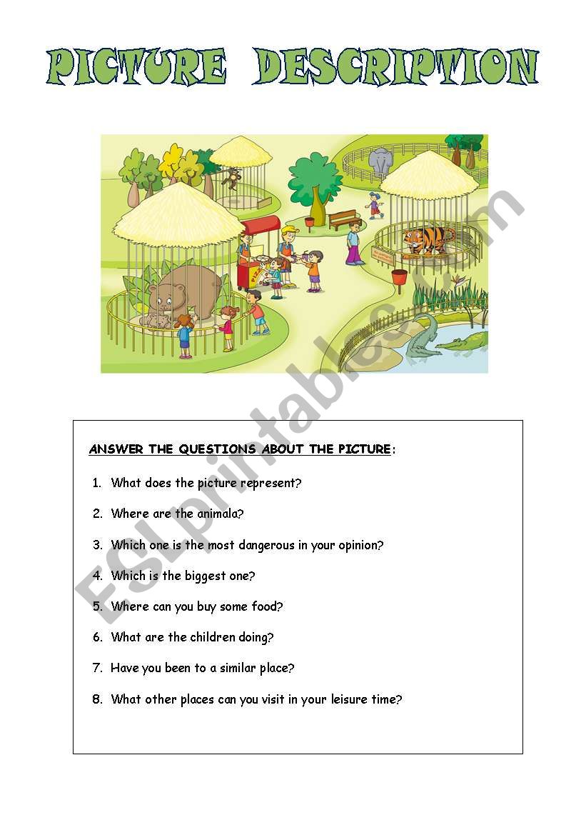 At the zoo worksheet