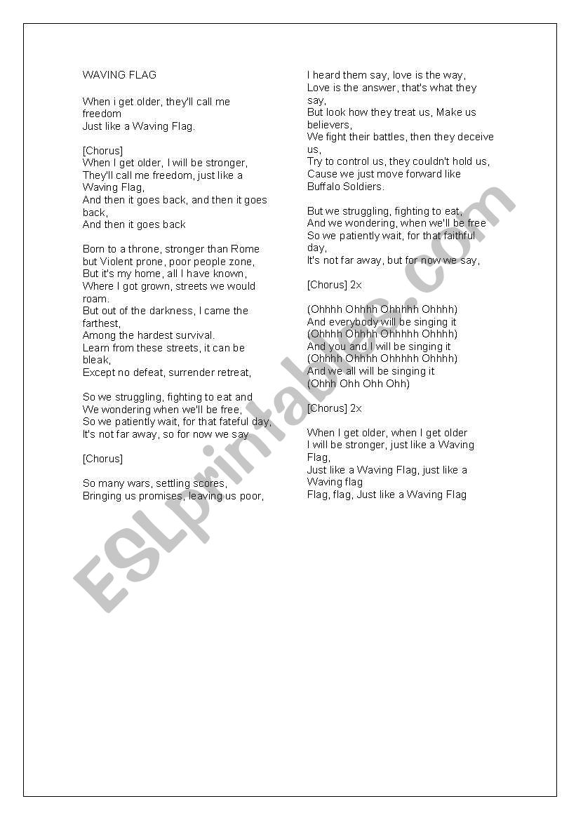 Waving flag worksheet
