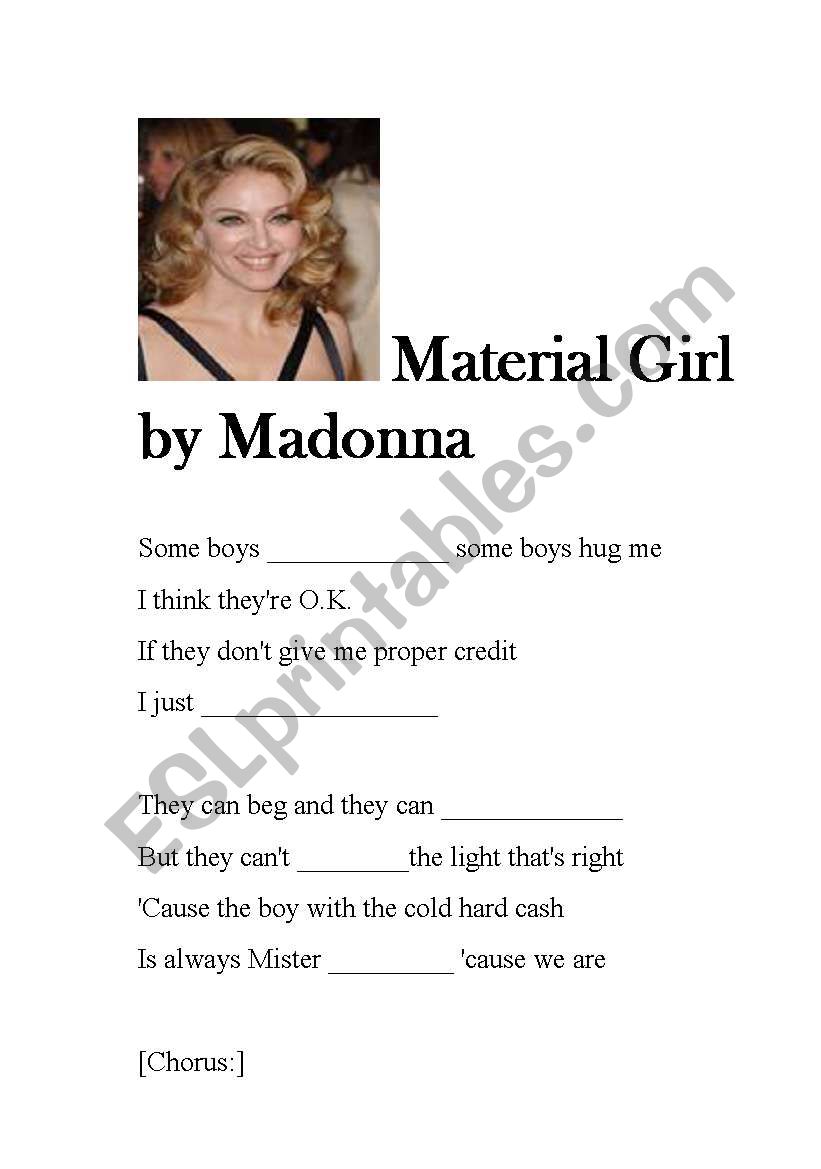 MATERIAL GIRL -MADONNA worksheet