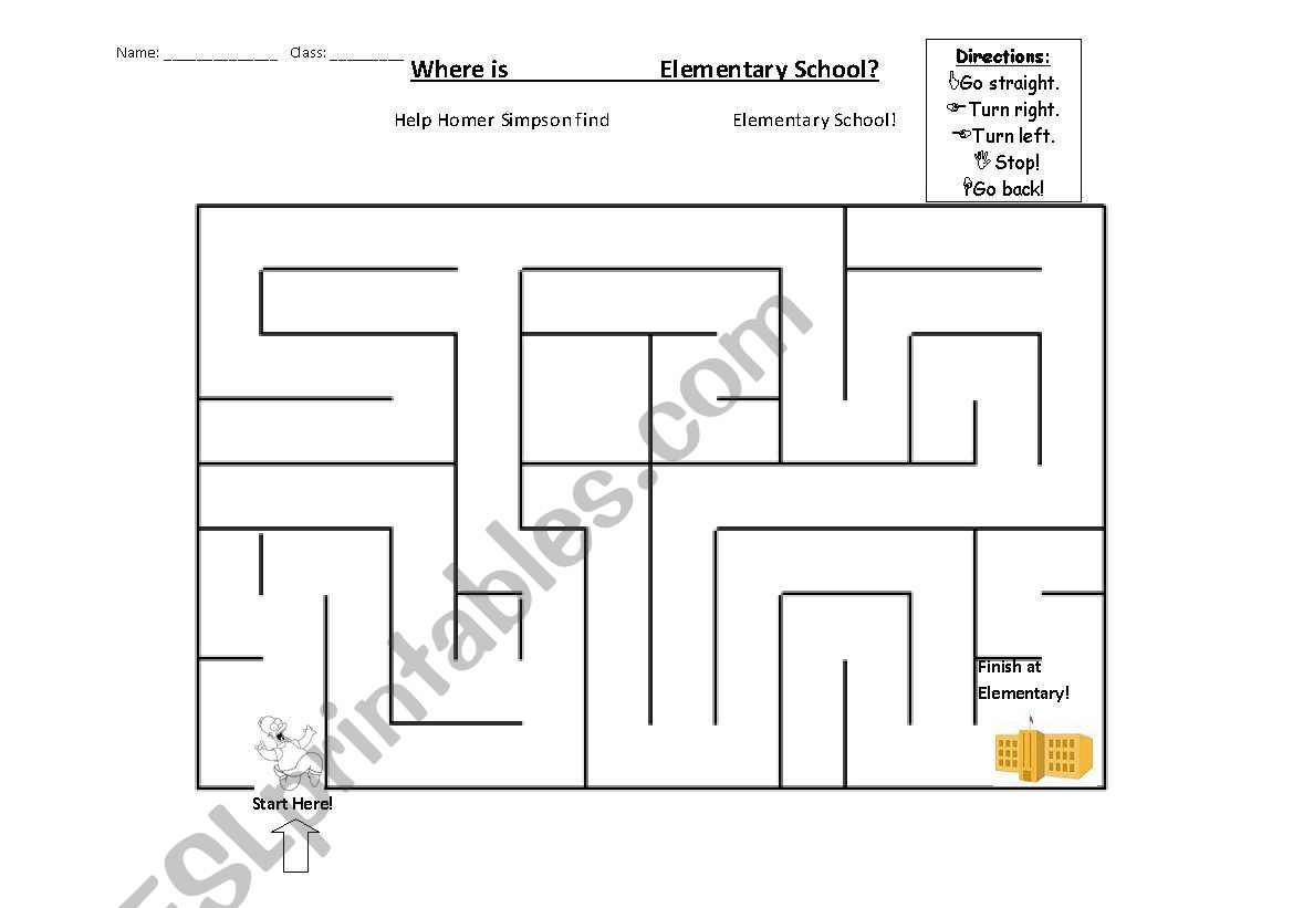 giving directions worksheet