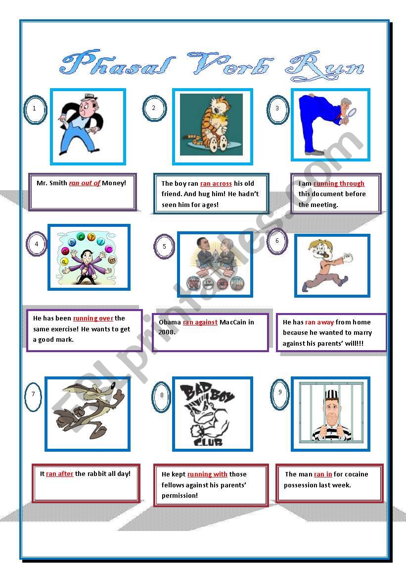 PHRASAL VERB RUN worksheet