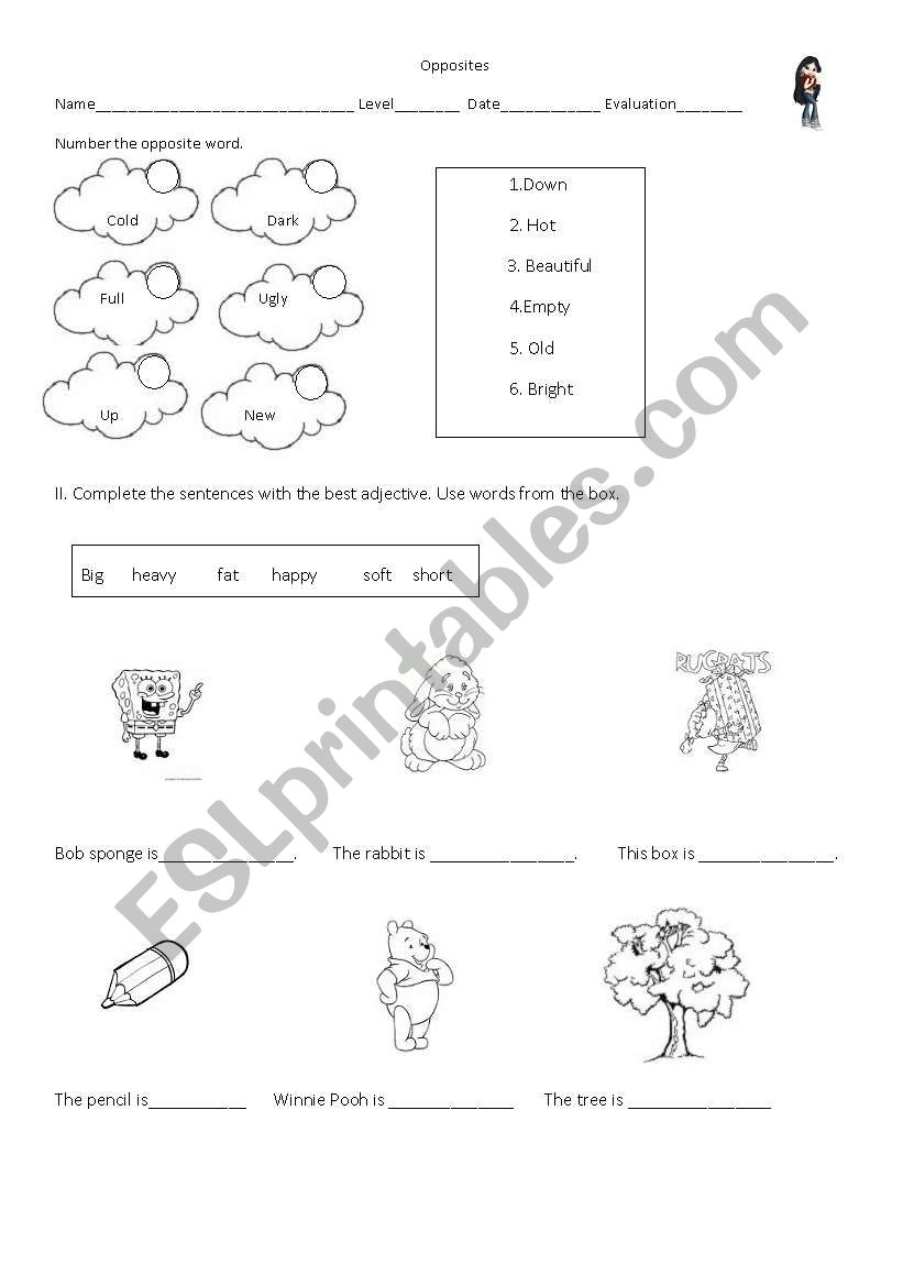 OPPOSITES worksheet