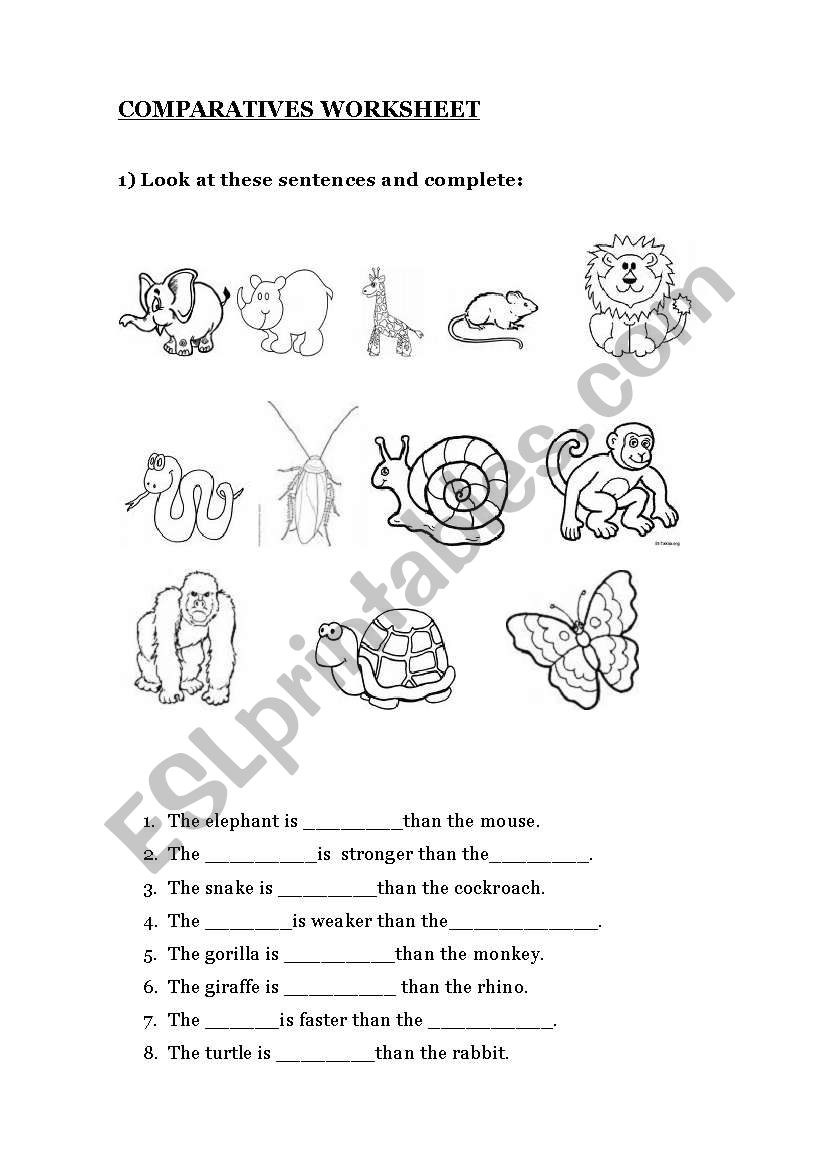 Comparative worksheet