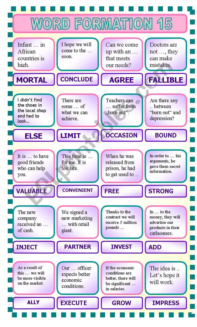 Word formation 15 worksheet