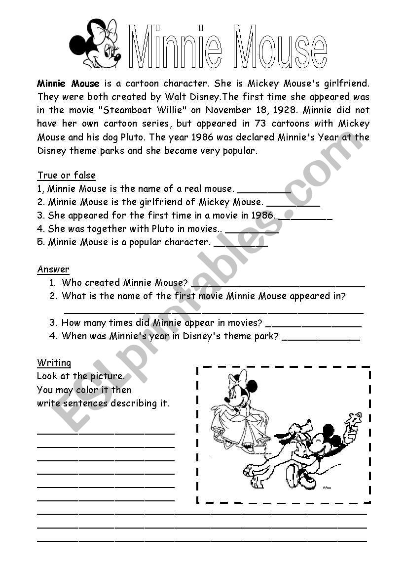 Minnie Mouse worksheet