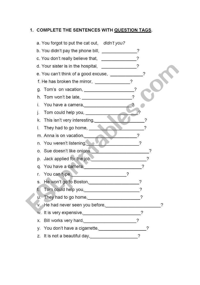 Question Tags worksheet