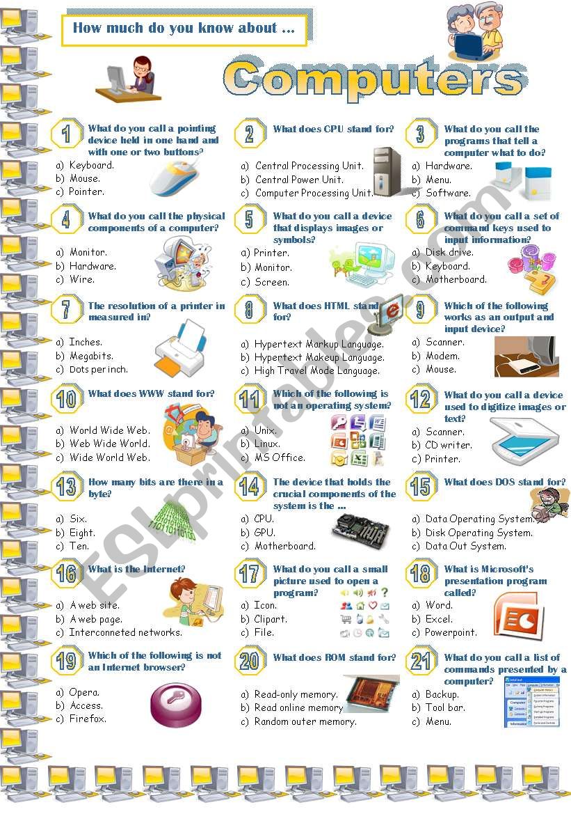 Computers-Quiz worksheet