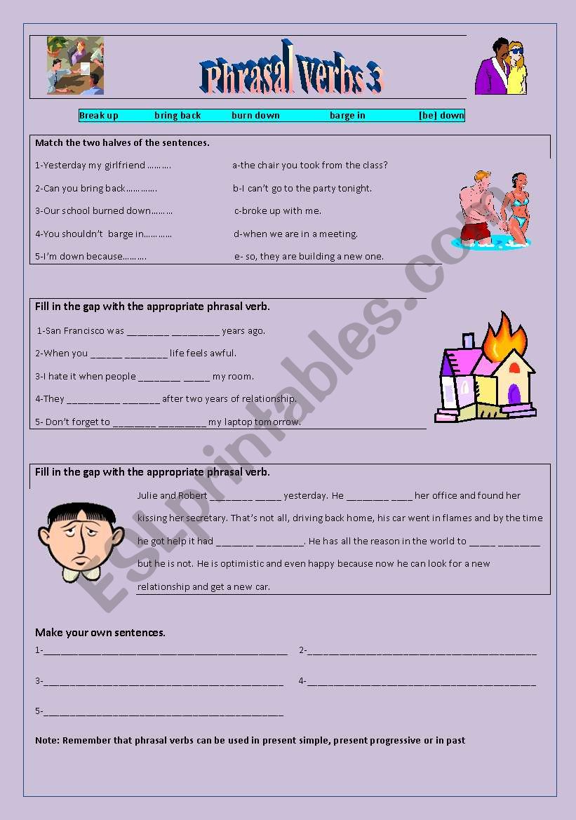 Phrasal verbs 3 worksheet