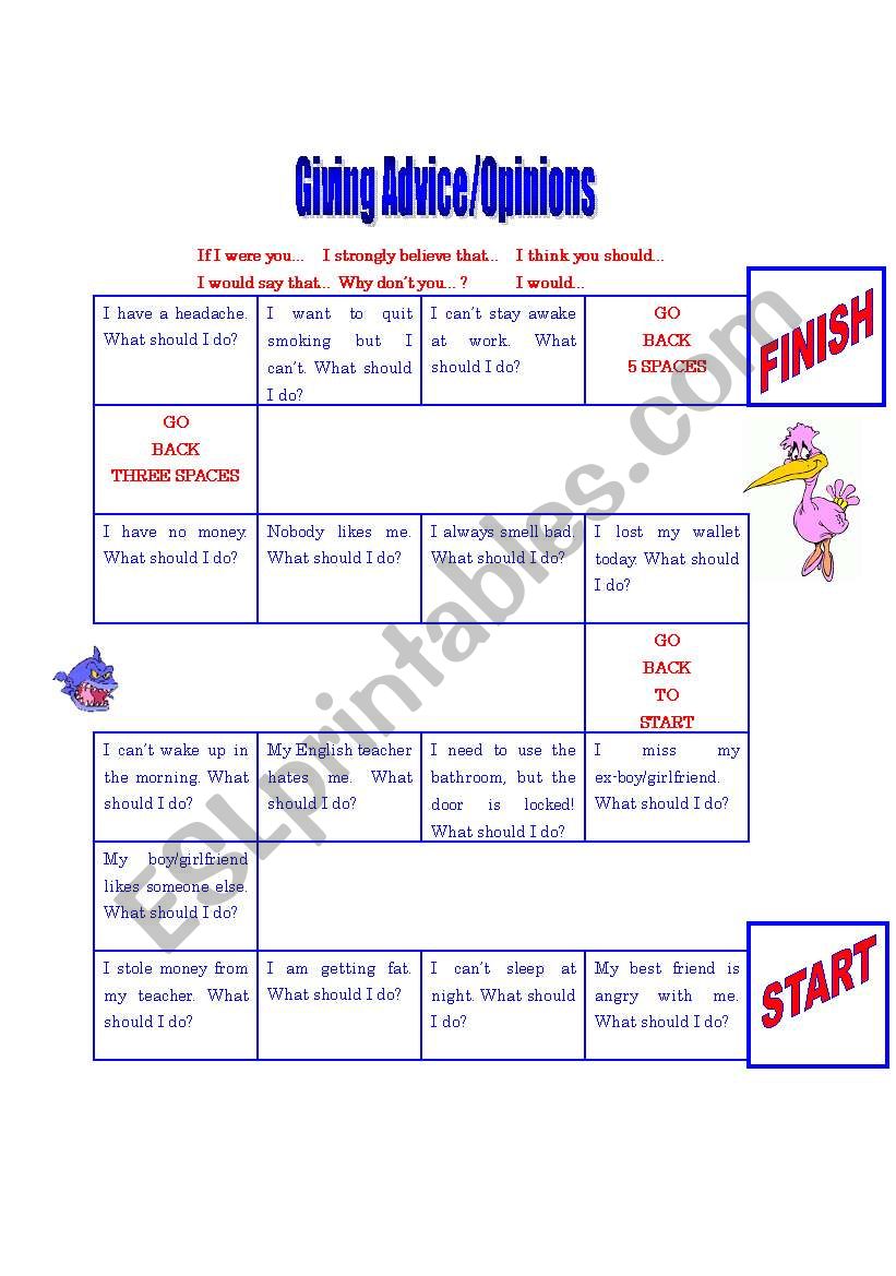 Giving Advice/Opinions worksheet