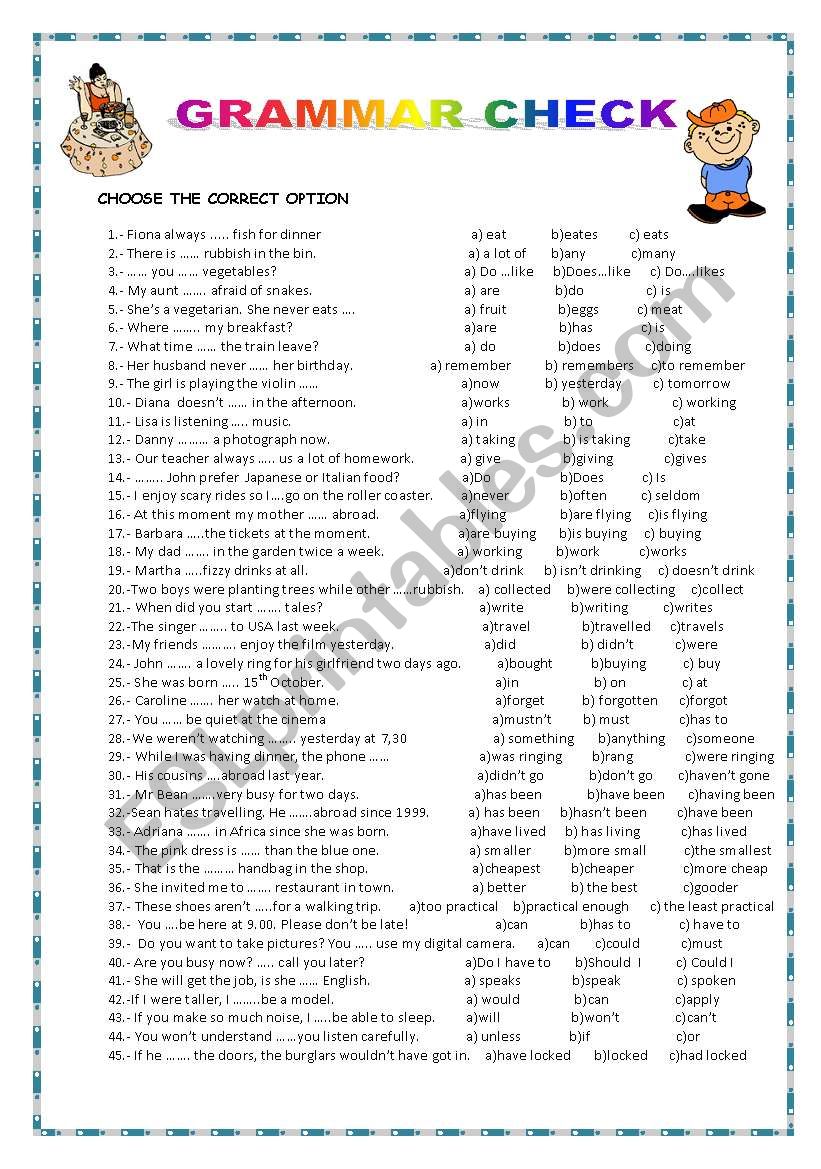 GRAMMAR CHECK 3 worksheet